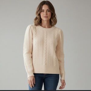 J. Crew Cream Wool Cable Knit Sweater